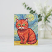 Postale Joli chat roux dans le style de Van Gogh Carte pos (Debout devant)