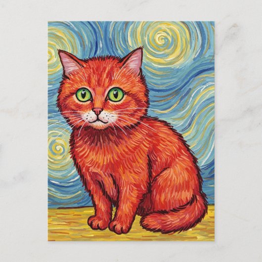 Postale Joli chat roux dans le style de Van Gogh Carte pos (Devant)