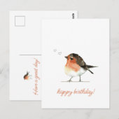 Postale Joli Rouge-gorge Orange - Simple Carte d'anniversa (Devant / Derrière)