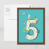 Postale jolie carte 5 ans (Devant / Derrière)