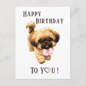 Postale Jolie carte d'anniversaire pour chiot Shih Tzu (Devant)