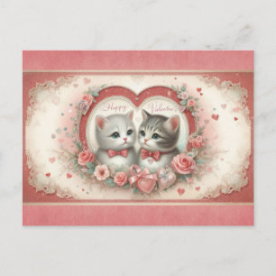 Postale Jolie carte de la Saint-Valentin vintage avec chat