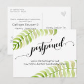 Postale Jolie carte de mariage reporté avec écriture à coe (Devant / Derrière)