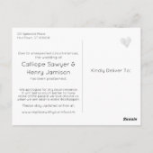 Postale Jolie carte de mariage reporté avec écriture à coe (Dos)