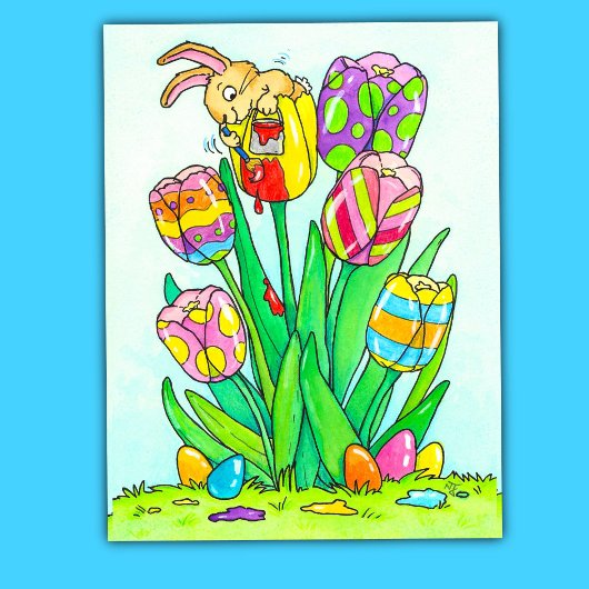 Postale Jolie carte de Pâques de printemps avec lapin et f