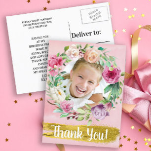 Postale Jolie carte de remerciement de naissance enfant fl