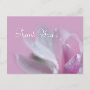 Postale jolie carte de remerciement fleur de magnolia rose