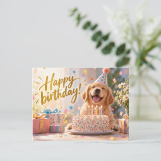 Postale Jolie carte de vœux d'anniversaire avec un retriev