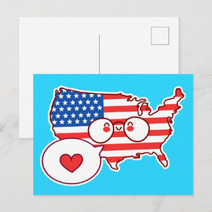 Postale Jolie carte USA drapeau