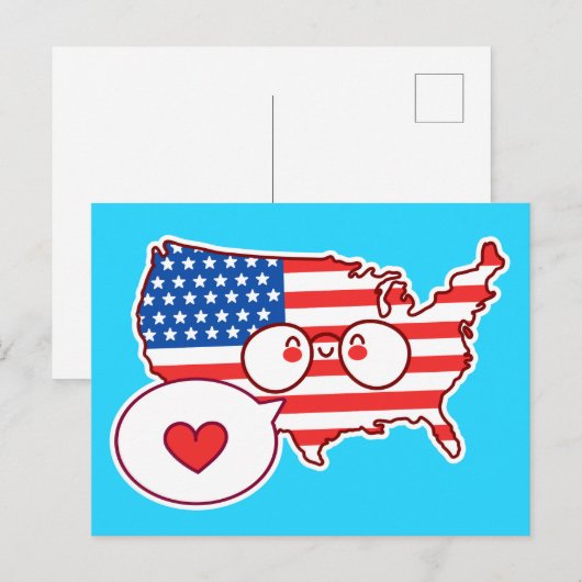 Postale Jolie carte USA drapeau (Devant / Derrière)