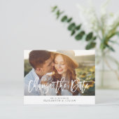 Postale Jolie lettrage photo changer la carte de date (Debout devant)