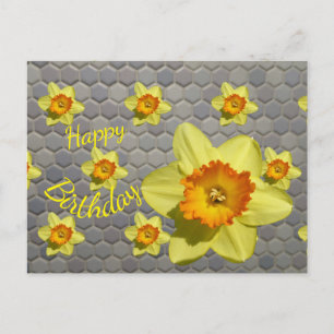 Postale Jonquilles Teintes de Bleu Carte d'anniversaire pe