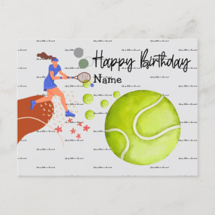 Postale Joueur de tennis jouant sur une carte d'anniversai