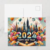Postale Joyeuse carte cadeau du Nouvel An 2024 (Devant / Derrière)