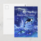 Postale Joyeuse carte d'anniversaire des baleines tueuses  (Devant / Derrière)