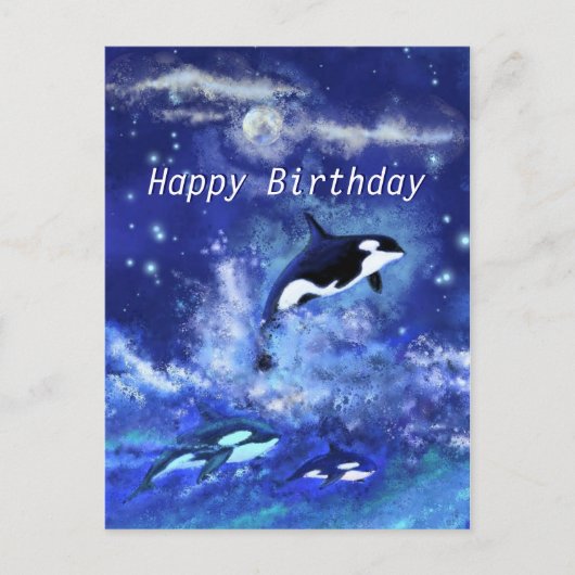 Postale Joyeuse carte d'anniversaire des baleines tueuses  (Devant)