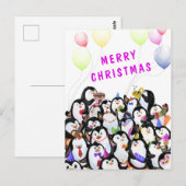 Postale Joyeuse carte de Noël Bonne fête des pingouins (Devant / Derrière)