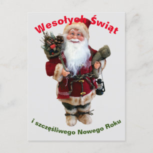 Postale Joyeuse carte de Noël en polonais Wesołych Świąt