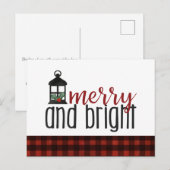 Postale Joyeuse et brillante carte de Noël rustique (Devant / Derrière)