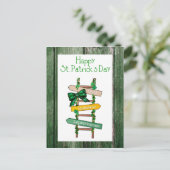 Postale Joyeuse Saint-Patrick Carte de Bois Vert (Debout devant)
