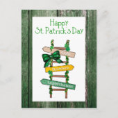 Postale Joyeuse Saint-Patrick Carte de Bois Vert (Devant)