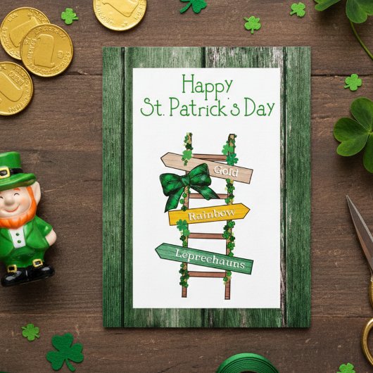 Postale Joyeuse Saint-Patrick Carte de Bois Vert