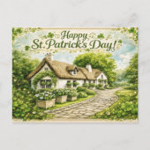 Postale Joyeuse Saint-Patrick Cottage Irlandais Carte Post (Devant)