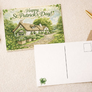 Postale Joyeuse Saint-Patrick Cottage Irlandais Carte Post