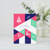 Postale Joyeuses Fêtes Carte de Noël Géométrique (Debout devant)