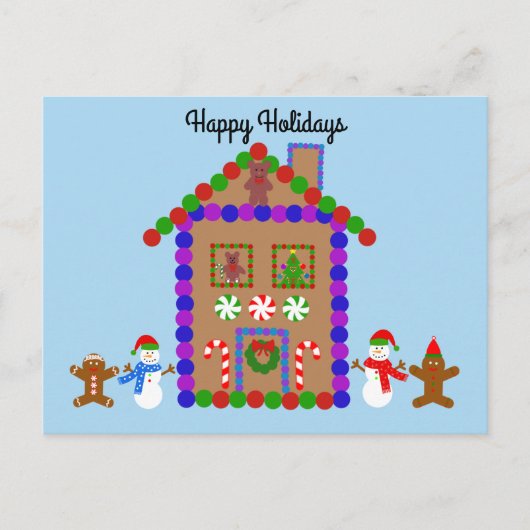 Postale Joyeuses Fêtes Maison en pain d'épice #1 Carte pos (Devant)