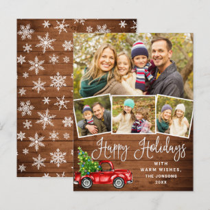 Postale Joyeuses fêtes Noël Camion rouge 4 Carte photo