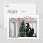 Postale Joyeuses vacances Rouge Calligraphie moderne Carte (Devant / Derrière)