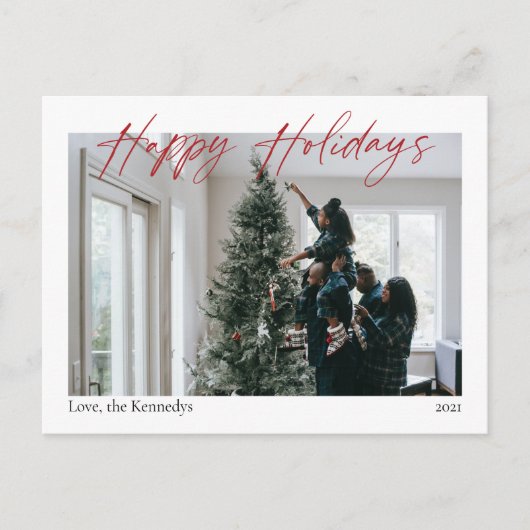 Postale Joyeuses vacances Rouge Calligraphie moderne Carte (Devant)