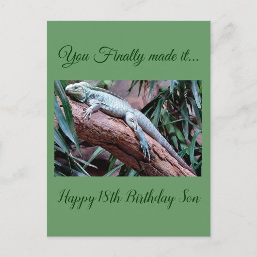 Postale Joyeux 18e anniversaire fils carte de lézard (Devant)