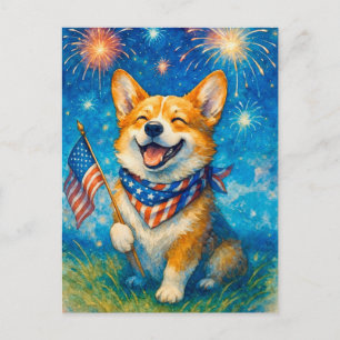 Postale Joyeux 4 juillet Corgi Welsh Corgi Reine Carte Pos