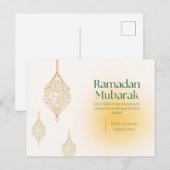 Postale Joyeux Aïd Moubarak - Carte de billet d'écriture a (Devant / Derrière)