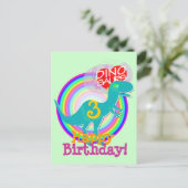 Postale Joyeux anniversaire 3 ans Blue Dino T-Rex carte po (Debout devant)