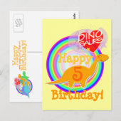 Postale Joyeux anniversaire 5 ans Orange Dino Carte postal (Devant / Derrière)