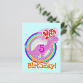 Postale Joyeux anniversaire 5 ans violet T-Rex Dino carte  (Debout devant)