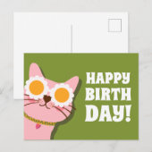 Postale Joyeux Anniversaire Carte de Vœux avec un Chat Mig (Devant / Derrière)