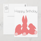 Postale Joyeux Anniversaire - Carte de Vœux Lapins Mignons (Devant / Derrière)