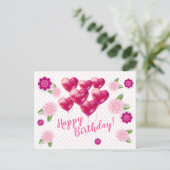 Postale Joyeux anniversaire ! Carte d'invitation Décor flo (Debout devant)
