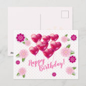 Postale Joyeux anniversaire ! Carte d'invitation Décor flo (Devant / Derrière)