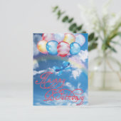 Postale Joyeux anniversaire coloré carte ballons (Debout devant)