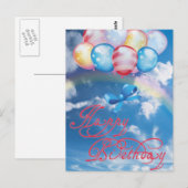 Postale Joyeux anniversaire coloré carte ballons (Devant / Derrière)