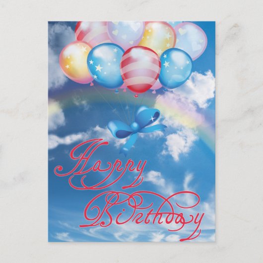 Postale Joyeux anniversaire coloré carte ballons (Devant)