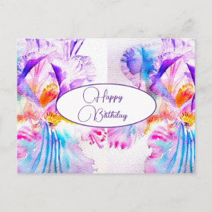 Postale Joyeux Anniversaire Iris floral Pourpre Rose Carte