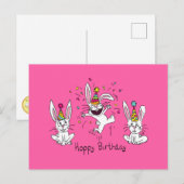 Postale Joyeux Anniversaire Lapin Lapin Lapin Carte Postal (Devant / Derrière)
