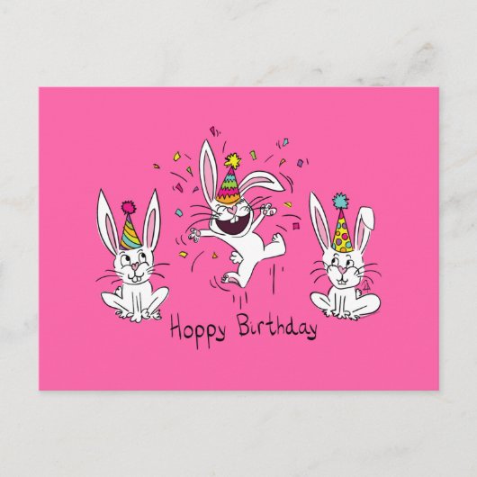 Postale Joyeux Anniversaire Lapin Lapin Lapin Carte Postal (Devant)
