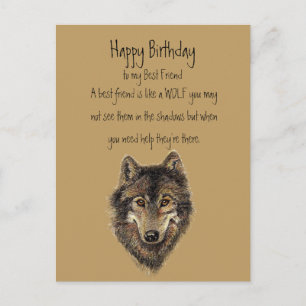 Postale Joyeux Anniversaire, Meilleur Loup Ami, Carte Loup